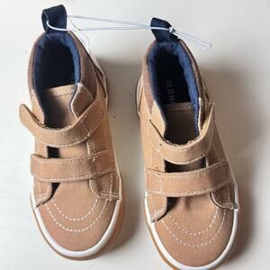 Old Navy Toddler Tan and Brown Ankle Style  Canvas Upper Secure Strap Sneakers
